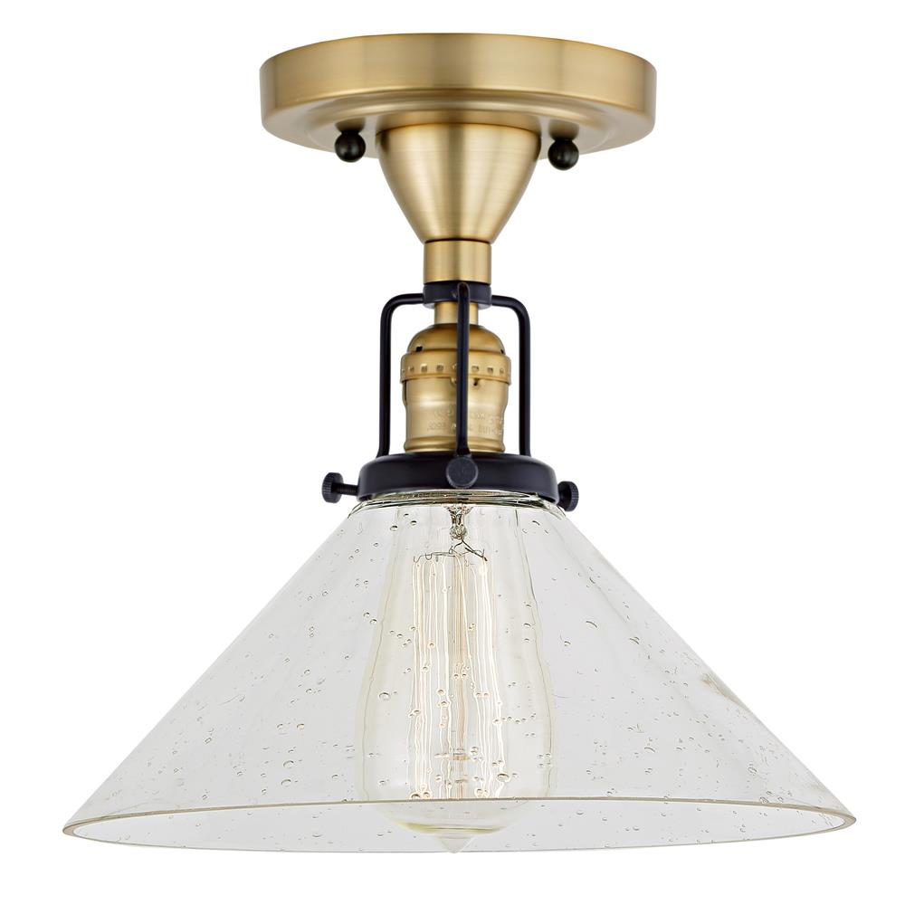 Jvi Designs 1222-10 S2-Cb Nob Hill One Light Clear Bubble Bailey Ceiling Mount In Satin Brass And Black